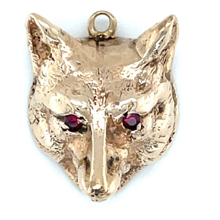 Vintage 9ct Yellow Gold Wolf with Ruby’s Pendant
