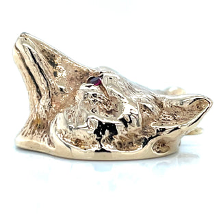 Vintage 9ct Yellow Gold Wolf with Ruby’s Pendant