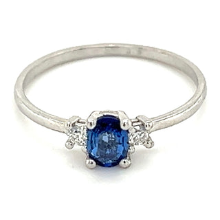 9ct White Gold Earth Grown Oval Sapphire & Diamond Ring