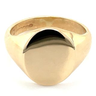Vintage 9ct Yellow Gold Plain Oval Signet Ring