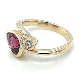 9ct Yellow Gold Earth Grown Diamond & Rhodolite Garnet Ring