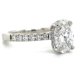 Skye - Platinum 1.91ct Laboratory Grown Oval Solitaire Diamond Engagement Ring With Hidden Halo And Castle Set Shoulders