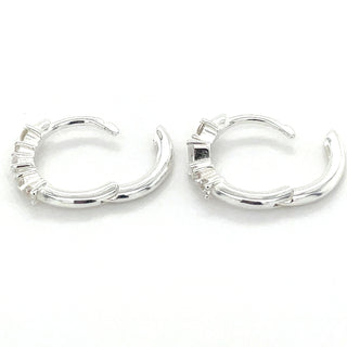 Sterling Silver Mixed Cz Hoop Earrings