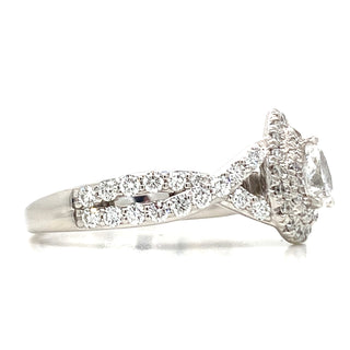 Sarah - Platinum Pear Double Halo with Twisted Band Earth Grown Diamond Engagement Ring