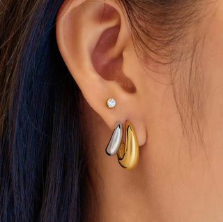 Ania Haie Two-Tone Dome Stud Hoop Earrings