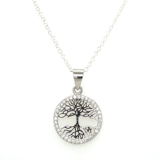 Sterling Silver Cz Tree of Life Pendant