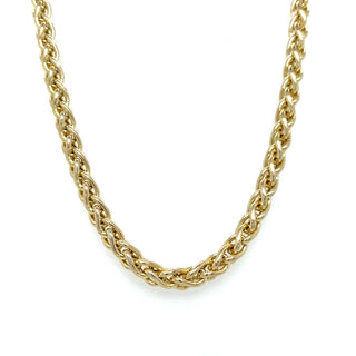 Vintage 9ct Yellow Gold Rope Chain Necklace With Chunky Bolt Ring Catch