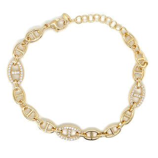 Golden Cz Love Lock Bracelet