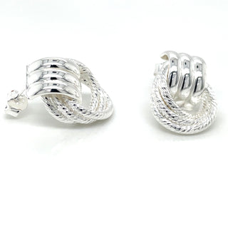 Aura Sterling Silver Smooth and Textured Double Circe Drop Earrings