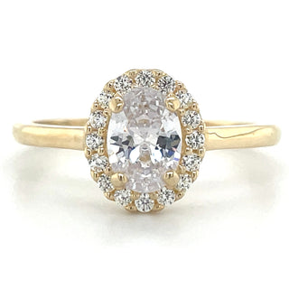 9ct Yellow Gold Cz Oval Halo Ring