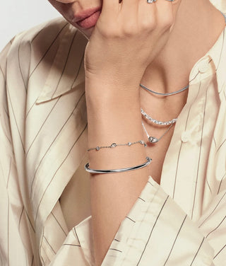 Ania Haie Silver Round & Teardrop Bezel Station Bracelet