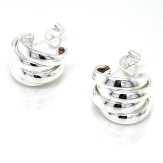 Sterling Silver Smooth Multi-Stepped Scoop Earring
