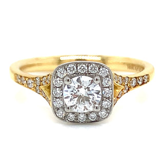 Loretta - 18ct Yellow Gold Round Cut Halo Earth Grown Diamond Engagement Ring