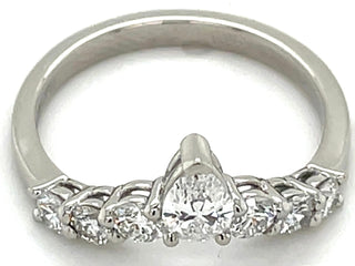 Platinum 0.78ct Laboratory Grown Diamond and Pear Round Ring