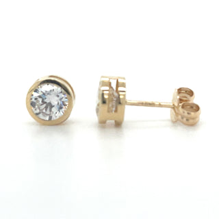 9ct Gold Bezel Set Cz Stud Earrings