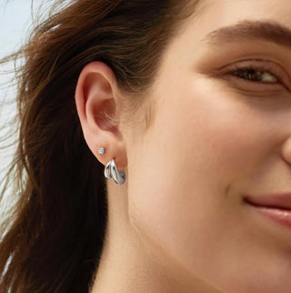Ania Haie Silver Dome Huggie Hoop Earrings