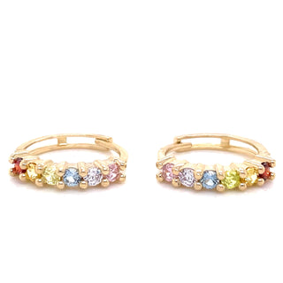 9ct Yellow Gold Coloured CZ Clicker Hoops