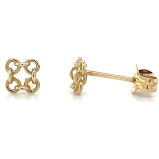 9ct Yellow Gold Ornate Linked Stud Earrings