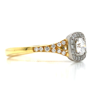 Loretta - 18ct Yellow Gold Round Cut Halo Earth Grown Diamond Engagement Ring