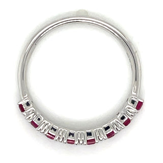 9ct White Gold Earth Grown Alternating Ruby & Diamond Ring