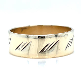 Vintage 9ct Yellow Gold Band with Dashed Detail