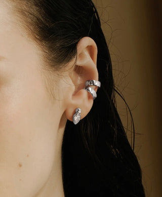 Ania Haie Silver Bezel Inverted Teardrop & Round Stud Earrings