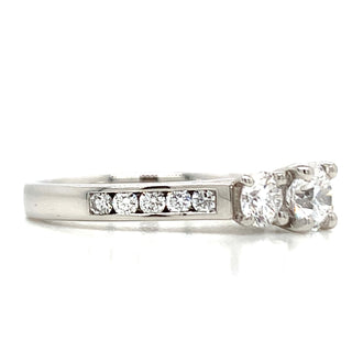 Becca - Platinum Three Stone With Channel Set Earth Grown Engagement Ring with Diamond Shoulders