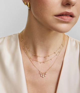 Ania Haie Gold Bezel-Set Droplet Station Necklace