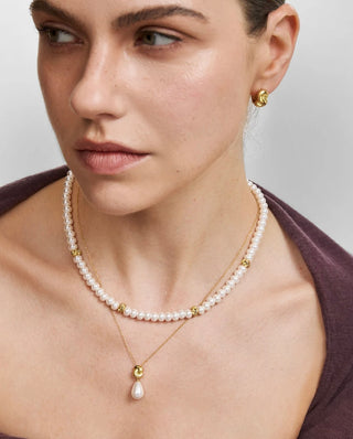 Ania Haie Gold Twist & Shell Pearl Necklace