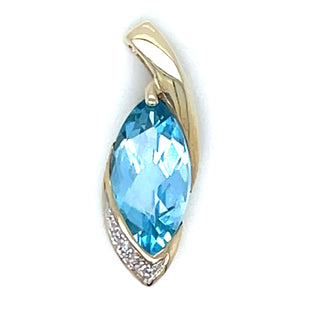 Vintage 9ct Yellow Gold Topaz and Earth Grown Diamond Teardrop Pendant