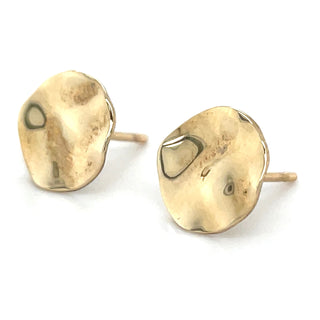 9ct Yellow Gold Textured Disc Studs