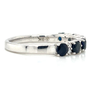 9ct White Gold Earth Grown Round Sapphire & Diamond Ring