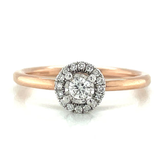 9ct Rose Gold 0.18ct Round Halo Earth Grown Diamond Ring