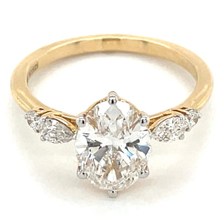 Sharon - 14ct Yellow Gold 2.28ct Laboratory Grown Six Claw Oval Diamond Ring With Side Stones
