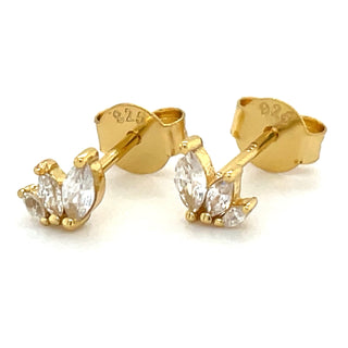 Golden Triple Marquise Cz Earrings