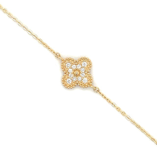 9ct Yellow Gold Diamond Clover Bracelet