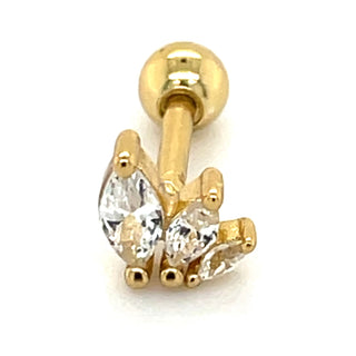 Golden Triple Marquise Cz Single Ear Stud