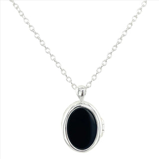 Sterling Silver Mother Of Pearl & Black Onyx Locket