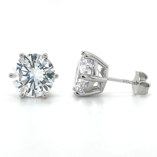 Sterling Silver Large Six Claw Cz Earrings