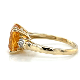 9ct Yellow Gold Earth Grown Diamond And Citrine Ring
