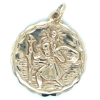 Vintage 9ct Yellow Gold St Christopher Medal Pendant