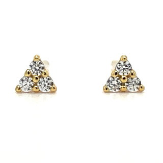 Golden Petite Three Stone Cz Earrings