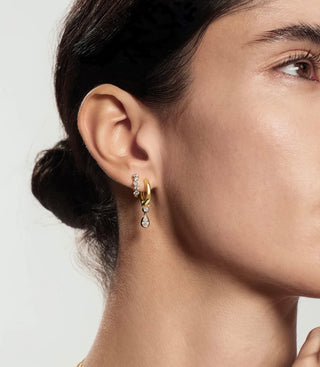 Ania Haie Gold Dangling Bezel Teardrop Huggie Hoop Earrings