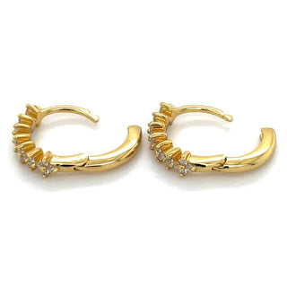 Golden Floral Cz Hoop Earrings