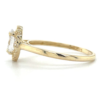 9ct Yellow Gold Cz Oval Halo Ring