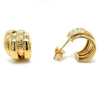 Aura Golden Multi-Layer Smooth and Textured Earring