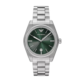 Emporio Armani Frederico Three Hand Date, Green Dial, Silver Watch
