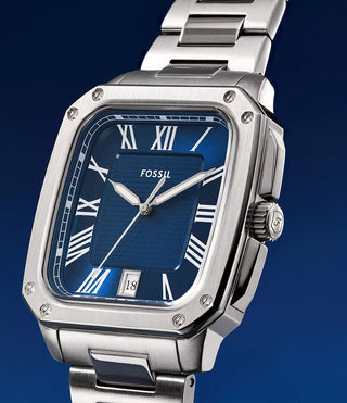 Fossil Crosby Blue Dial Silver Colour Stainless Steel Watch