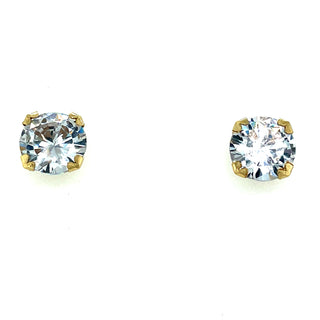 9ct Gold 8mm Round Cz Stud Earrings
