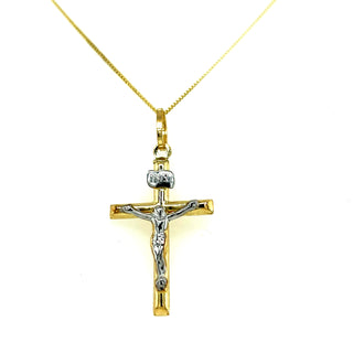 9ct Gold Two Tone Crucifix Pendant